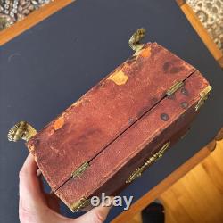 Antique 1820s English Luxury Regency Distressed sewing Box Red Scarce As Is