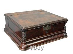 Antique 1863 Rosewood Victorian Presentation box Rocco revival document chest