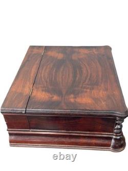 Antique 1863 Rosewood Victorian Presentation box Rocco revival document chest
