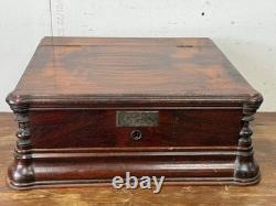 Antique 1863 Rosewood Victorian Presentation box Rocco revival document chest
