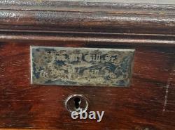 Antique 1863 Rosewood Victorian Presentation box Rocco revival document chest