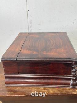 Antique 1863 Rosewood Victorian Presentation box Rocco revival document chest