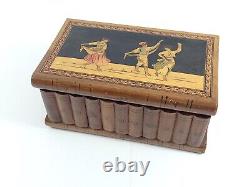 Antique 1880-1920 Sorrento Olive Wood Secret Jewelry Box, RARE
