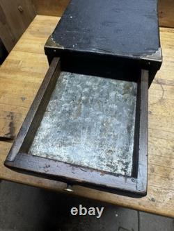 Antique 5 Drawer Machinist Tool Box Wood Vintage Medical Dental Chest