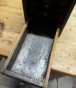 Antique 5 Drawer Machinist Tool Box Wood Vintage Medical Dental Chest
