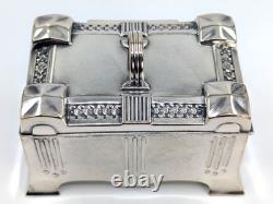 Antique Art Nouveau SZANDRIK Austria-Hungarian Silverplated Lidded Box, ca. 1905