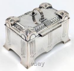Antique Art Nouveau SZANDRIK Austria-Hungarian Silverplated Lidded Box, ca. 1905