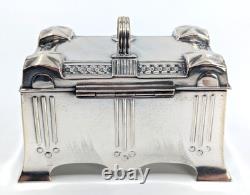 Antique Art Nouveau SZANDRIK Austria-Hungarian Silverplated Lidded Box, ca. 1905