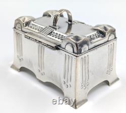Antique Art Nouveau SZANDRIK Austria-Hungarian Silverplated Lidded Box, ca. 1905