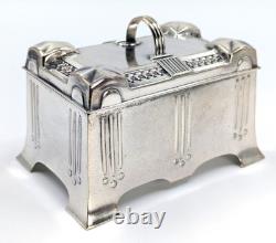 Antique Art Nouveau SZANDRIK Austria-Hungarian Silverplated Lidded Box, ca. 1905
