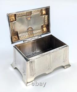 Antique Art Nouveau SZANDRIK Austria-Hungarian Silverplated Lidded Box, ca. 1905