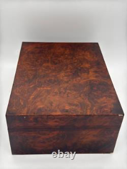 Antique Burl Walnut Victorian Sewing Box Compartments Mirror Document