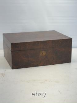Antique Burl Walnut Victorian Sewing Box Compartments Mirror Document