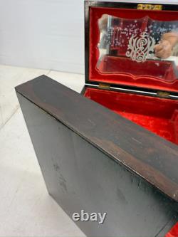 Antique Burl Walnut Victorian Sewing Box Compartments Mirror Document