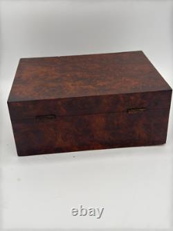 Antique Burl Walnut Victorian Sewing Box Compartments Mirror Document