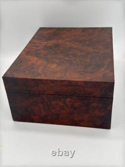 Antique Burl Walnut Victorian Sewing Box Compartments Mirror Document