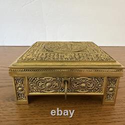 Antique C1900 Austrian/German Ormolu Jewelry Casket Trinket Box Working Lock/Key