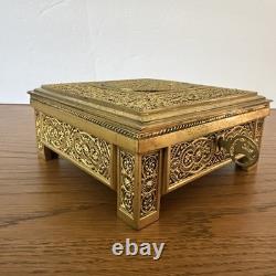 Antique C1900 Austrian/German Ormolu Jewelry Casket Trinket Box Working Lock/Key