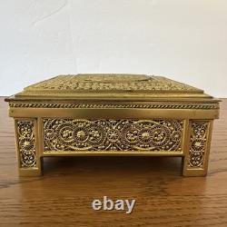 Antique C1900 Austrian/German Ormolu Jewelry Casket Trinket Box Working Lock/Key