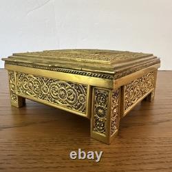 Antique C1900 Austrian/German Ormolu Jewelry Casket Trinket Box Working Lock/Key
