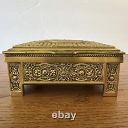 Antique C1900 Austrian/German Ormolu Jewelry Casket Trinket Box Working Lock/Key