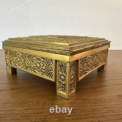 Antique C1900 Austrian/German Ormolu Jewelry Casket Trinket Box Working Lock/Key