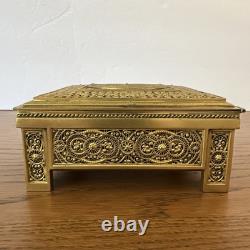 Antique C1900 Austrian/German Ormolu Jewelry Casket Trinket Box Working Lock/Key