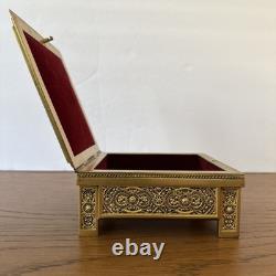 Antique C1900 Austrian/German Ormolu Jewelry Casket Trinket Box Working Lock/Key