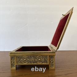Antique C1900 Austrian/German Ormolu Jewelry Casket Trinket Box Working Lock/Key