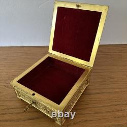 Antique C1900 Austrian/German Ormolu Jewelry Casket Trinket Box Working Lock/Key