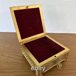 Antique C1900 Austrian/German Ormolu Jewelry Casket Trinket Box Working Lock/Key