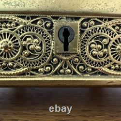 Antique C1900 Austrian/German Ormolu Jewelry Casket Trinket Box Working Lock/Key