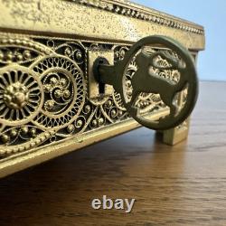 Antique C1900 Austrian/German Ormolu Jewelry Casket Trinket Box Working Lock/Key