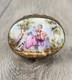Antique Capodimonte Porcelain Pill Box Italian Hand Painted Trinket Box Couple