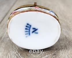 Antique Capodimonte Porcelain Pill Box Italian Hand Painted Trinket Box Couple