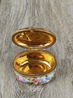 Antique Capodimonte Porcelain Pill Box Italian Hand Painted Trinket Box Couple