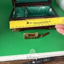Antique Chinese Handcrafted Rosewood Inlaid Jade Jewelry Box Chest W Lock & Key