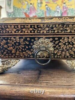 Antique Circa 1810 Fitted English Regency Penwork Games Box