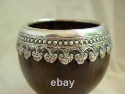 Antique Coconut Covered Box With Solid Silver Mount, XIX Century