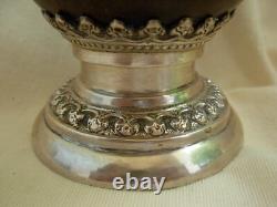 Antique Coconut Covered Box With Solid Silver Mount, XIX Century