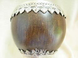 Antique Coconut Covered Box With Solid Silver Mount, XIX Century