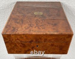 Antique English Georgian Burl Amboyna Wood Dresser Box Jewelry Case 19th century
