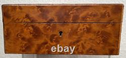 Antique English Georgian Burl Amboyna Wood Dresser Box Jewelry Case 19th century