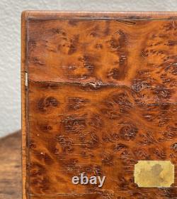 Antique English Georgian Burl Amboyna Wood Dresser Box Jewelry Case 19th century