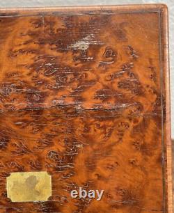 Antique English Georgian Burl Amboyna Wood Dresser Box Jewelry Case 19th century