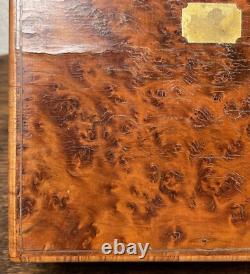 Antique English Georgian Burl Amboyna Wood Dresser Box Jewelry Case 19th century