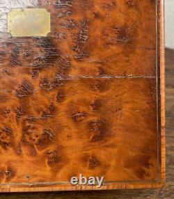 Antique English Georgian Burl Amboyna Wood Dresser Box Jewelry Case 19th century