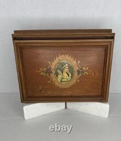 Antique English Victorian Hand Painted Wooden Jewelry Vanity Box