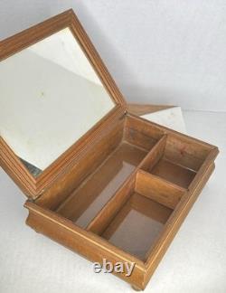 Antique English Victorian Hand Painted Wooden Jewelry Vanity Box