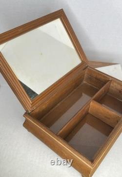 Antique English Victorian Hand Painted Wooden Jewelry Vanity Box